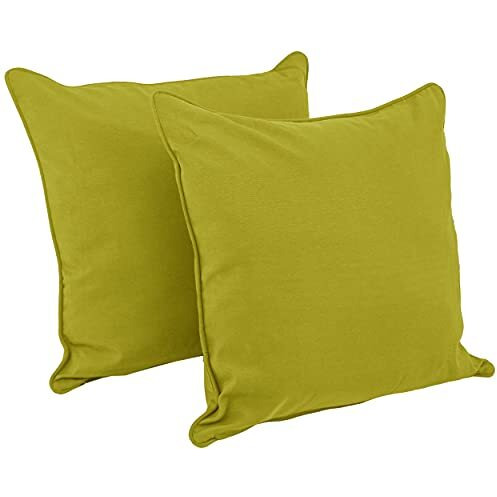25-inch Double-corded Solid Twill Square Floor Pillows with Inserts (Set of 2), Mojito Lime