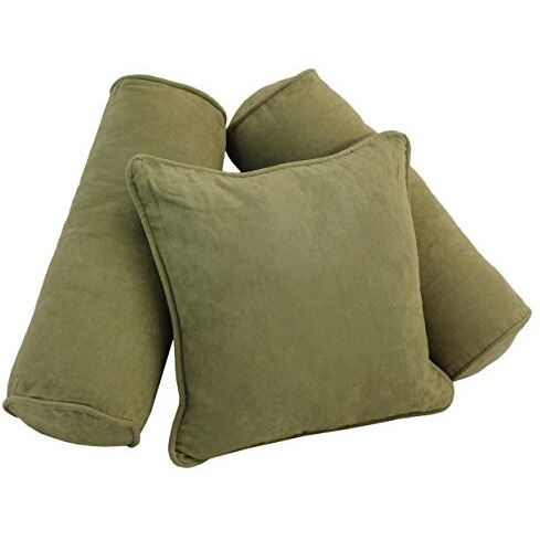 Double-corded Solid Microsuede Throw Pillows with Inserts (Set of 3), Sage Green