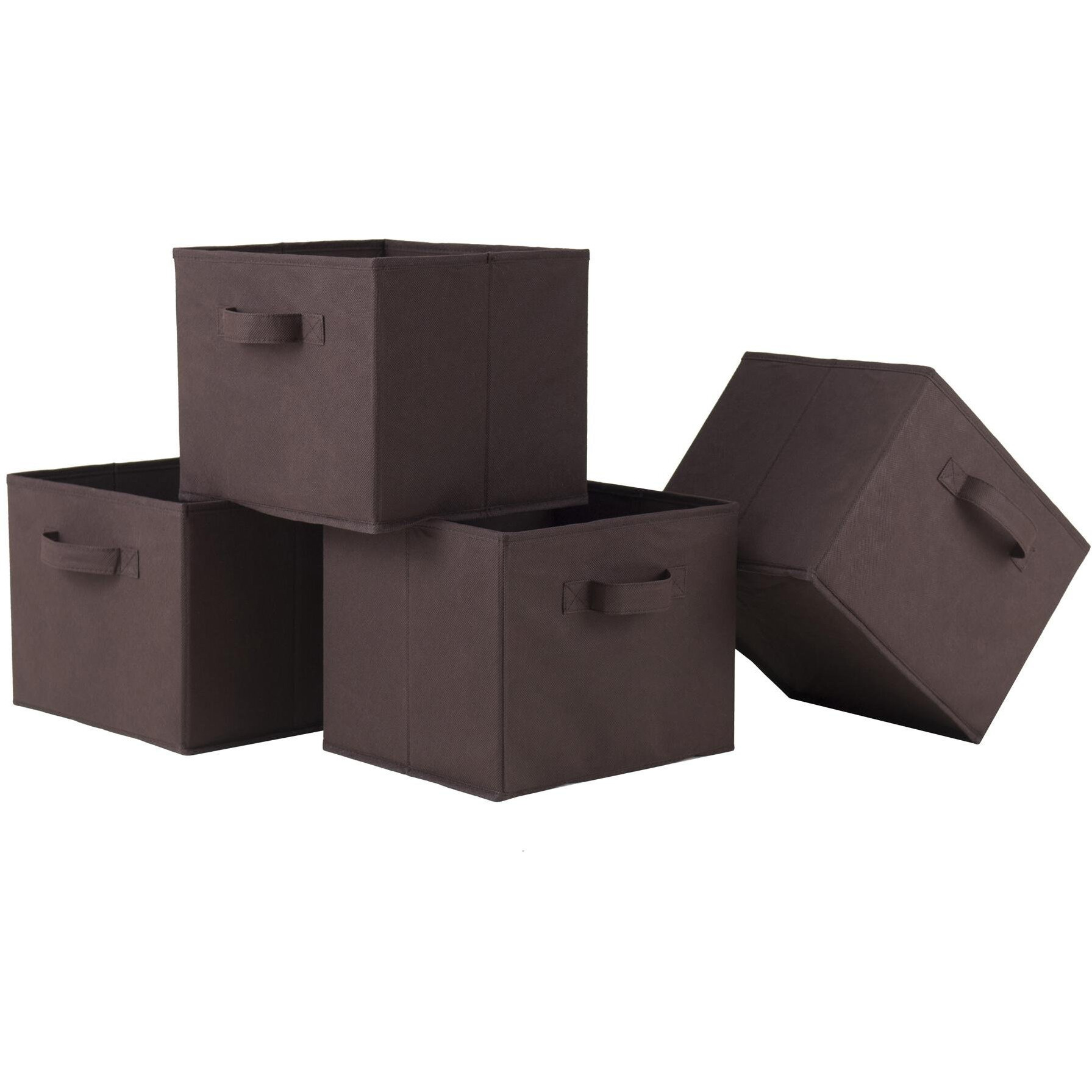 Capri 4-Pc Foldable Fabric Basket Set, Chocolate