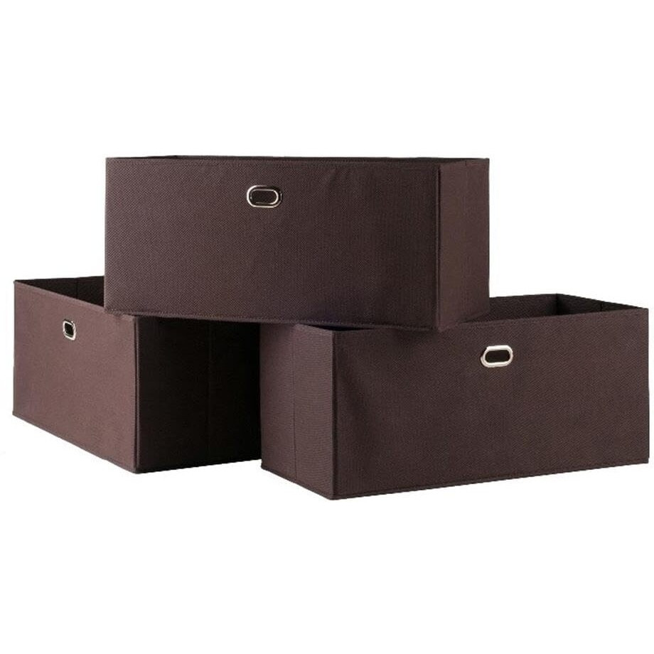 Torino 3-Pc Foldable Fabric Basket Set, Large, Chocolate
