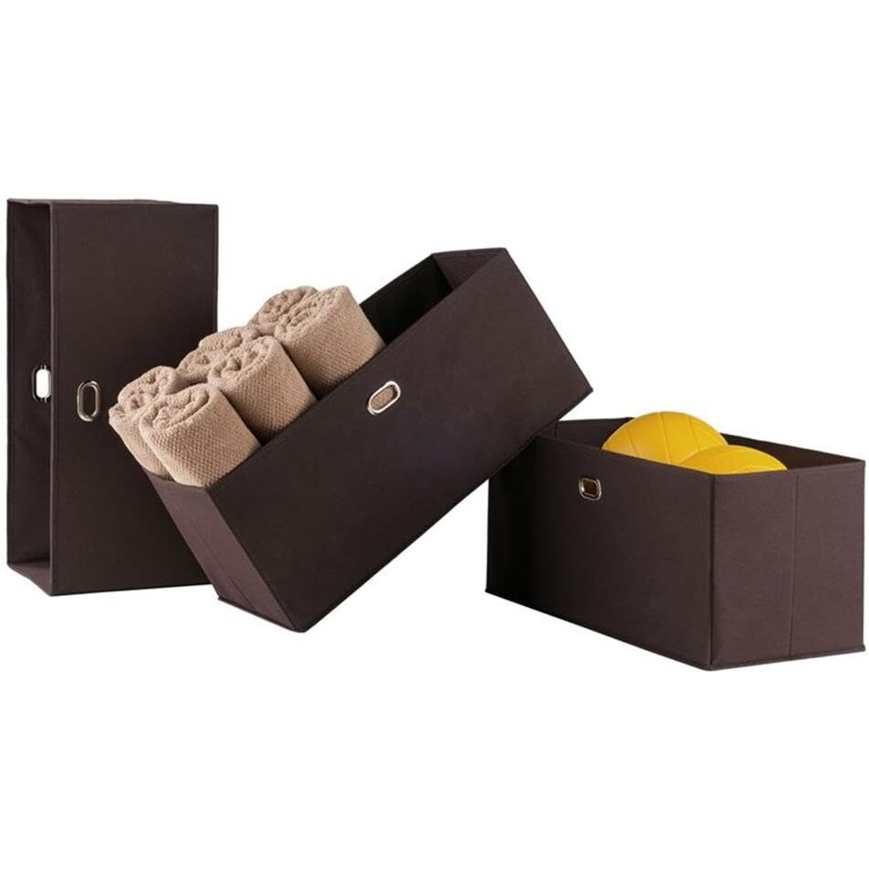 Torino 3-Pc Foldable Fabric Basket Set, Large, Chocolate
