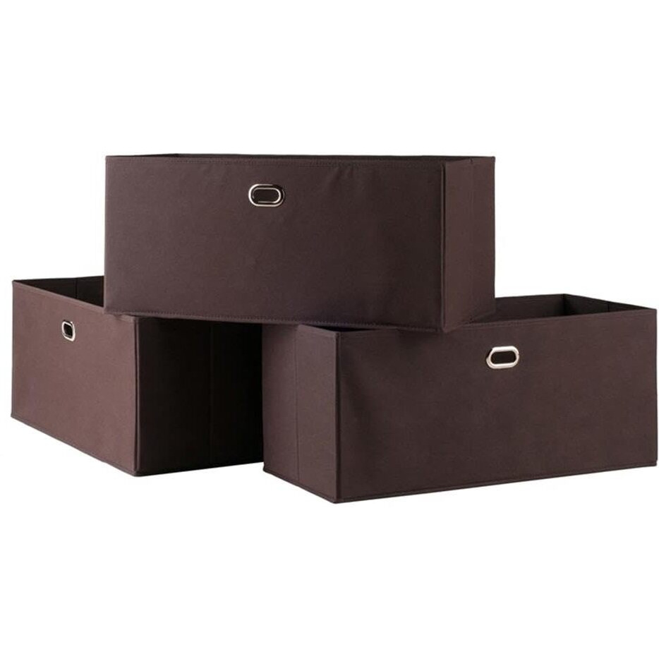 Torino 3-Pc Foldable Fabric Basket Set, Large, Chocolate