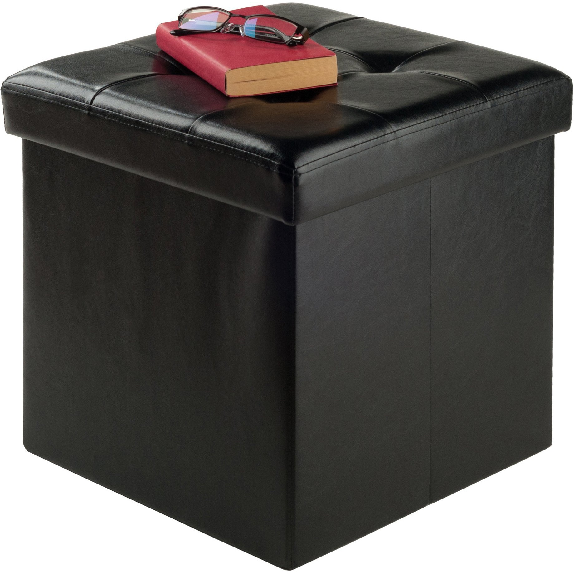 Ashford Square Storage Ottoman, Black