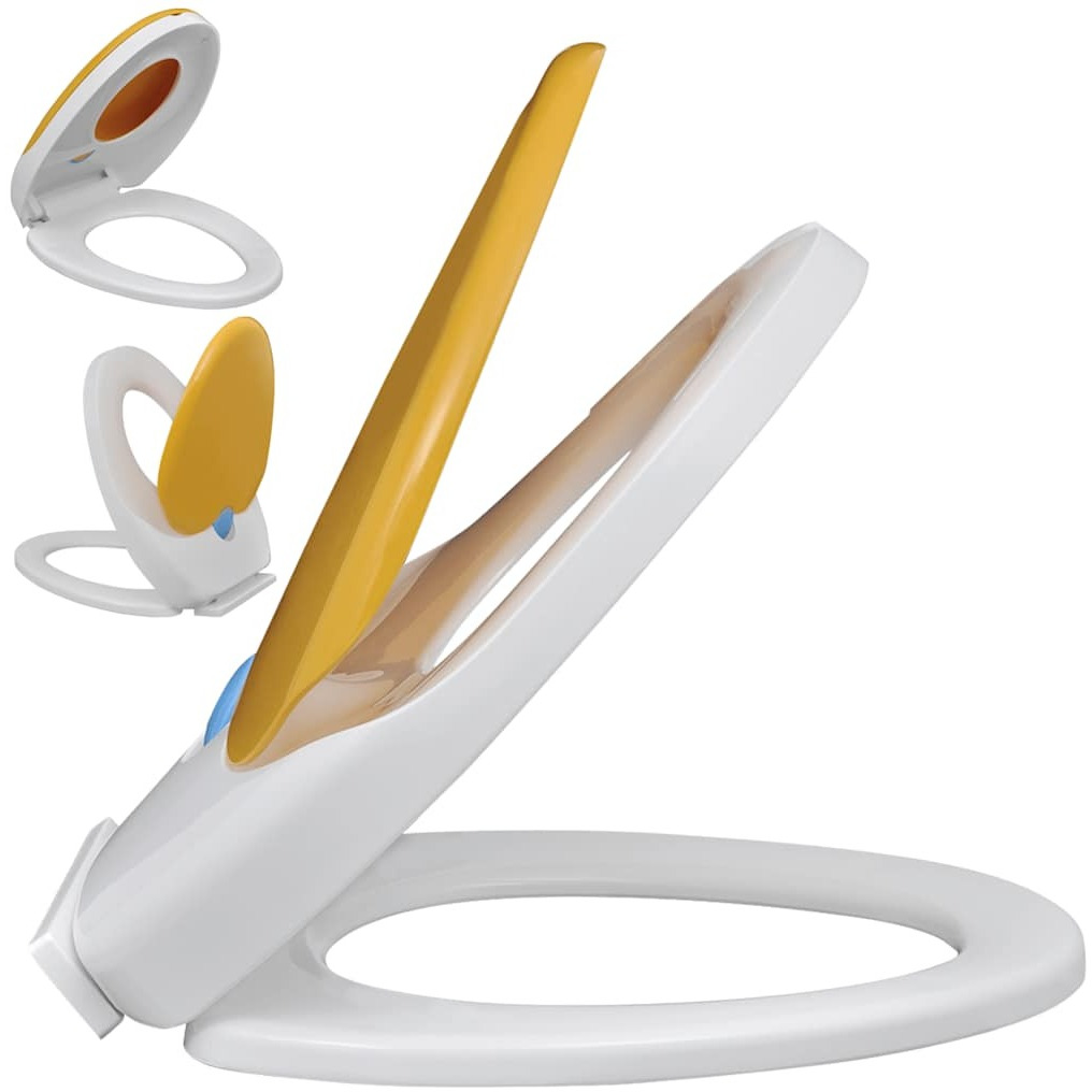 vidaXL White & Yellow Soft-close Toilet Seat Adults/Children