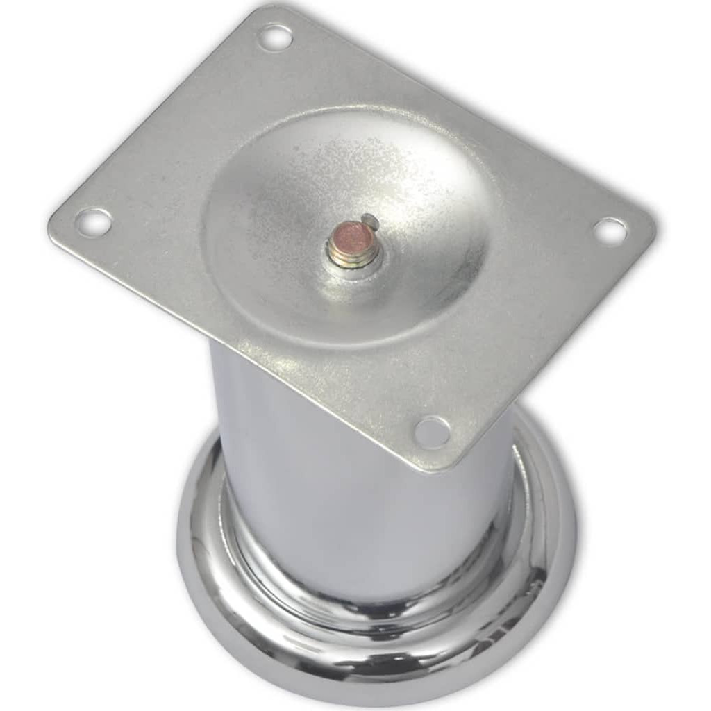 vidaXL 4 Round Sofa Legs Chrome 2.4"