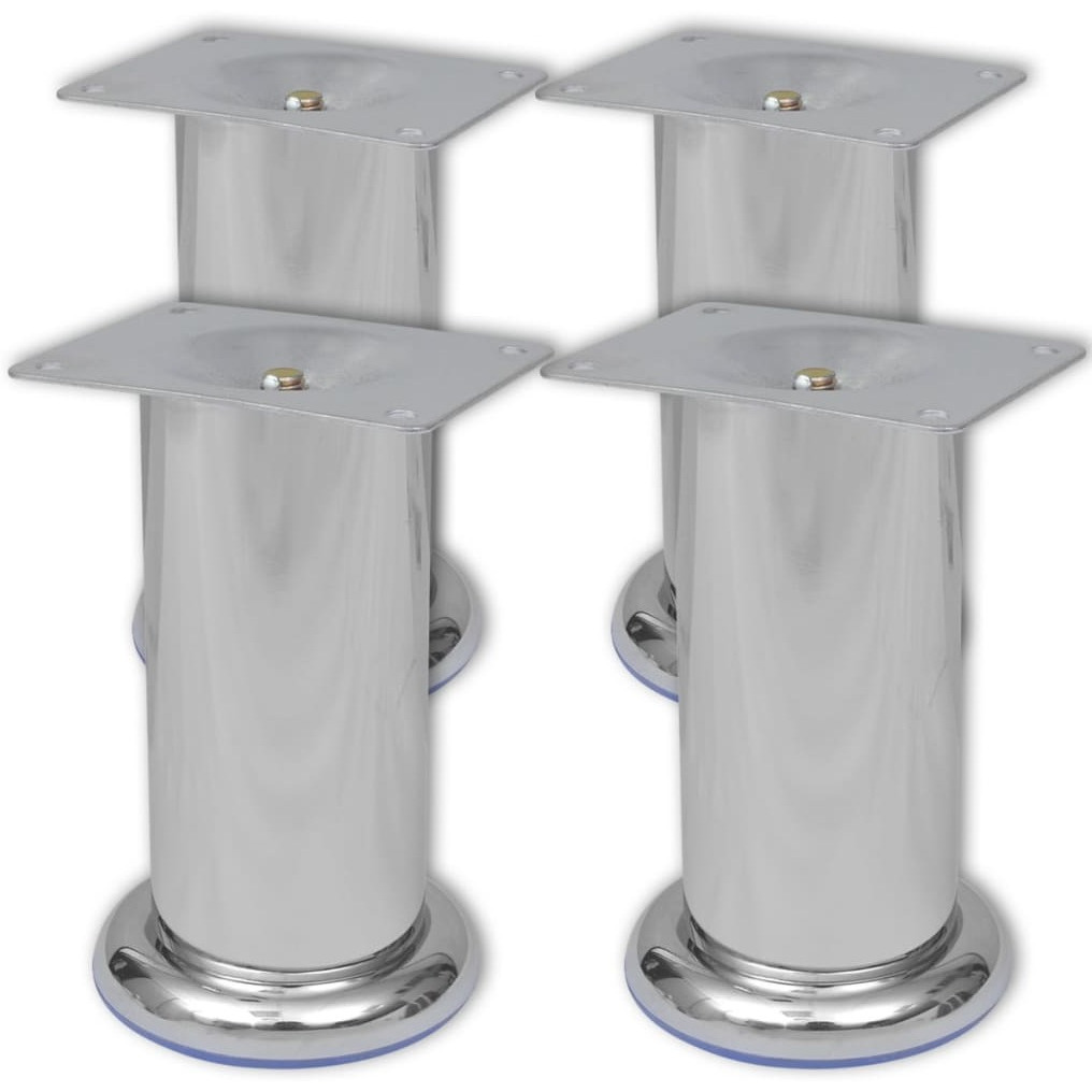vidaXL 4 Round Sofa Legs Chrome 4.7"