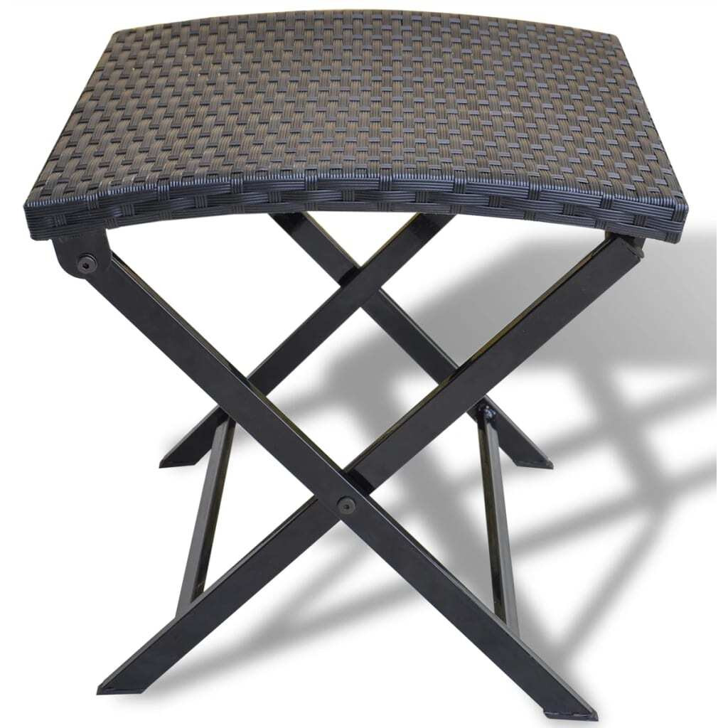 vidaXL Folding Stool Poly Rattan Black