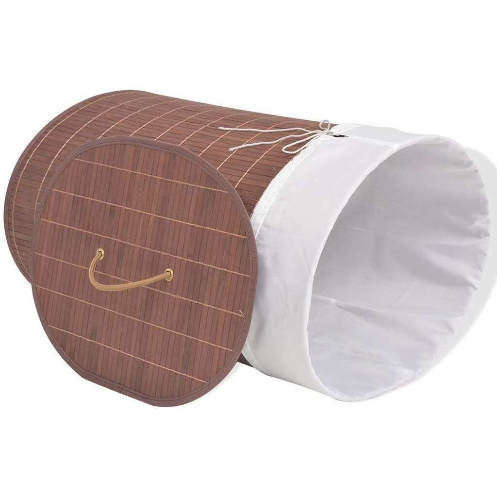 vidaXL Bamboo Laundry Bin Oval Brown