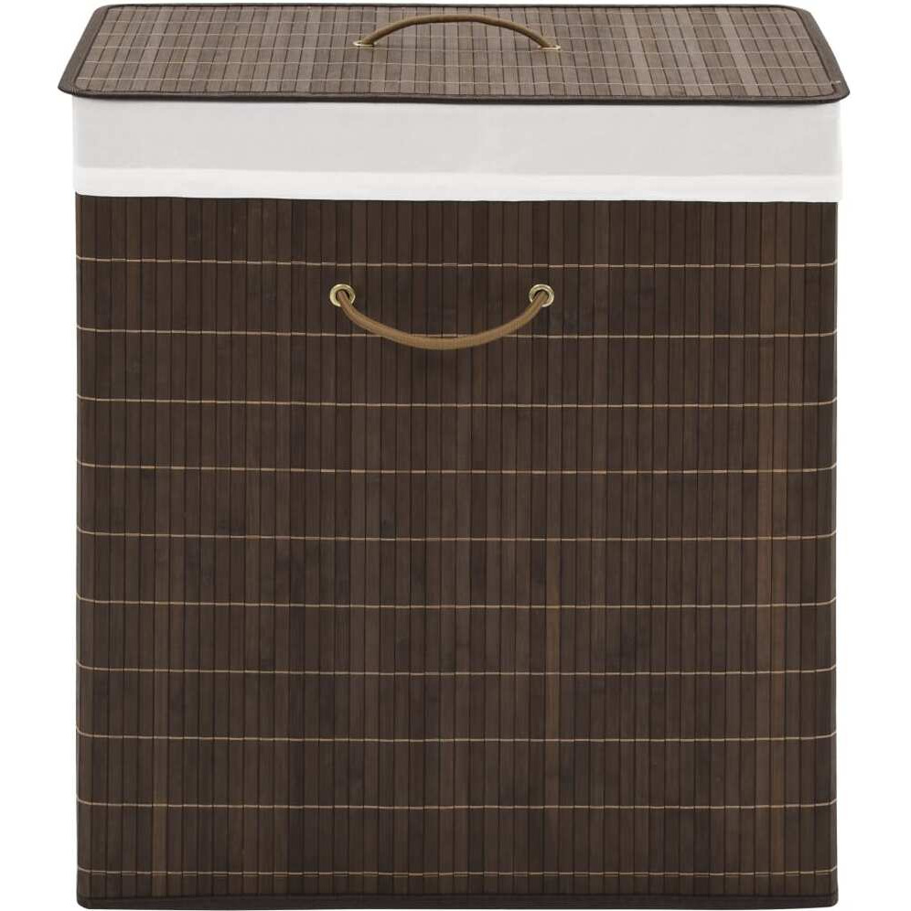 vidaXL Bamboo Laundry Bin Rectangular Dark Brown