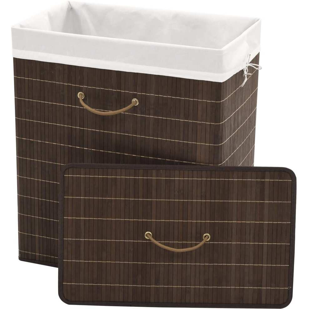 vidaXL Bamboo Laundry Bin Rectangular Dark Brown