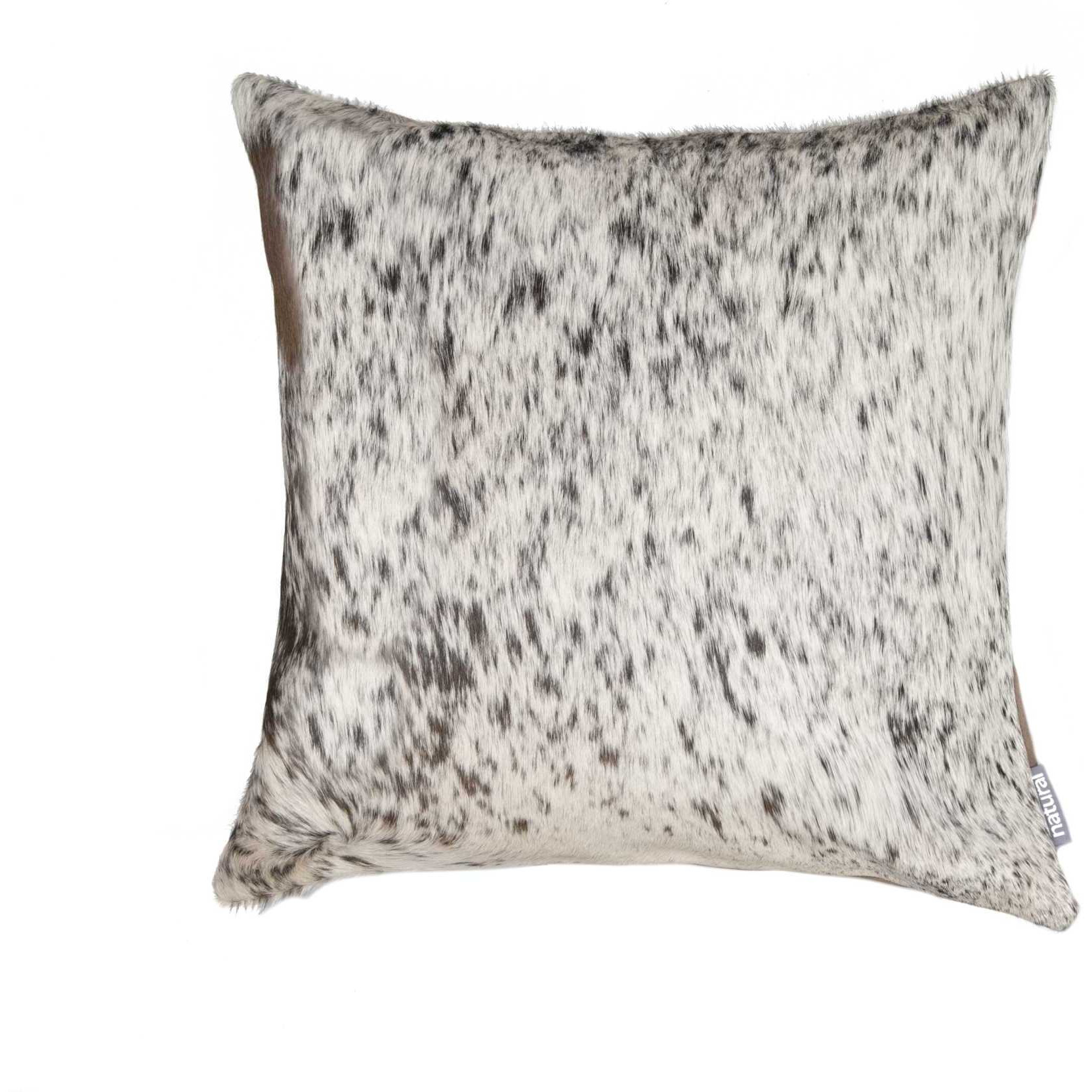 18" X 18" X 5" Salt And Pepper Gray And White Cowhide  Pillow