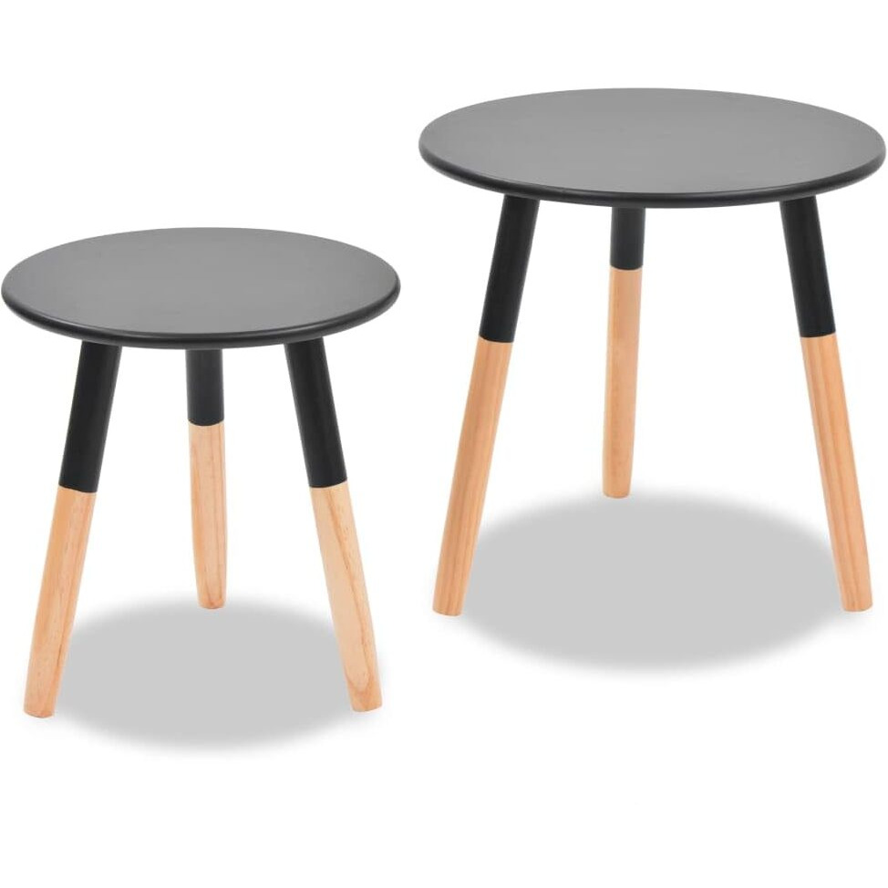 vidaXL Side Table Set 2 Pieces Solid Pinewood Black