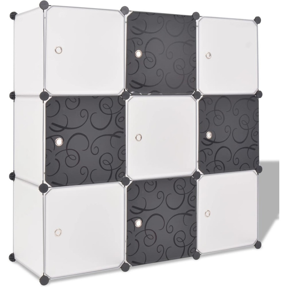 vidaXL Storage Cube Organizer with 9 Compartments Black and White