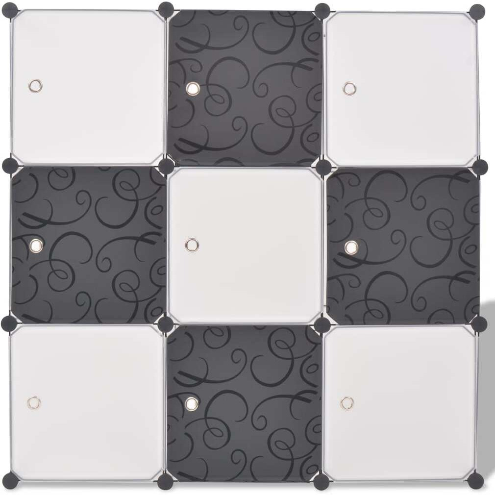 vidaXL Storage Cube Organizer with 9 Compartments Black and White