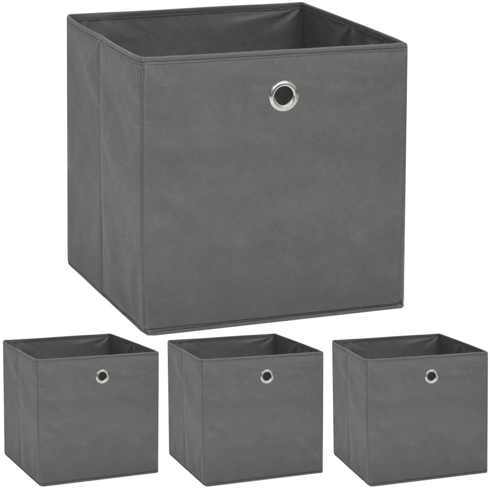 vidaXL Storage Boxes 4 pcs Non-woven Fabric 12.6&quotx12.6&quotx12.6" Gray