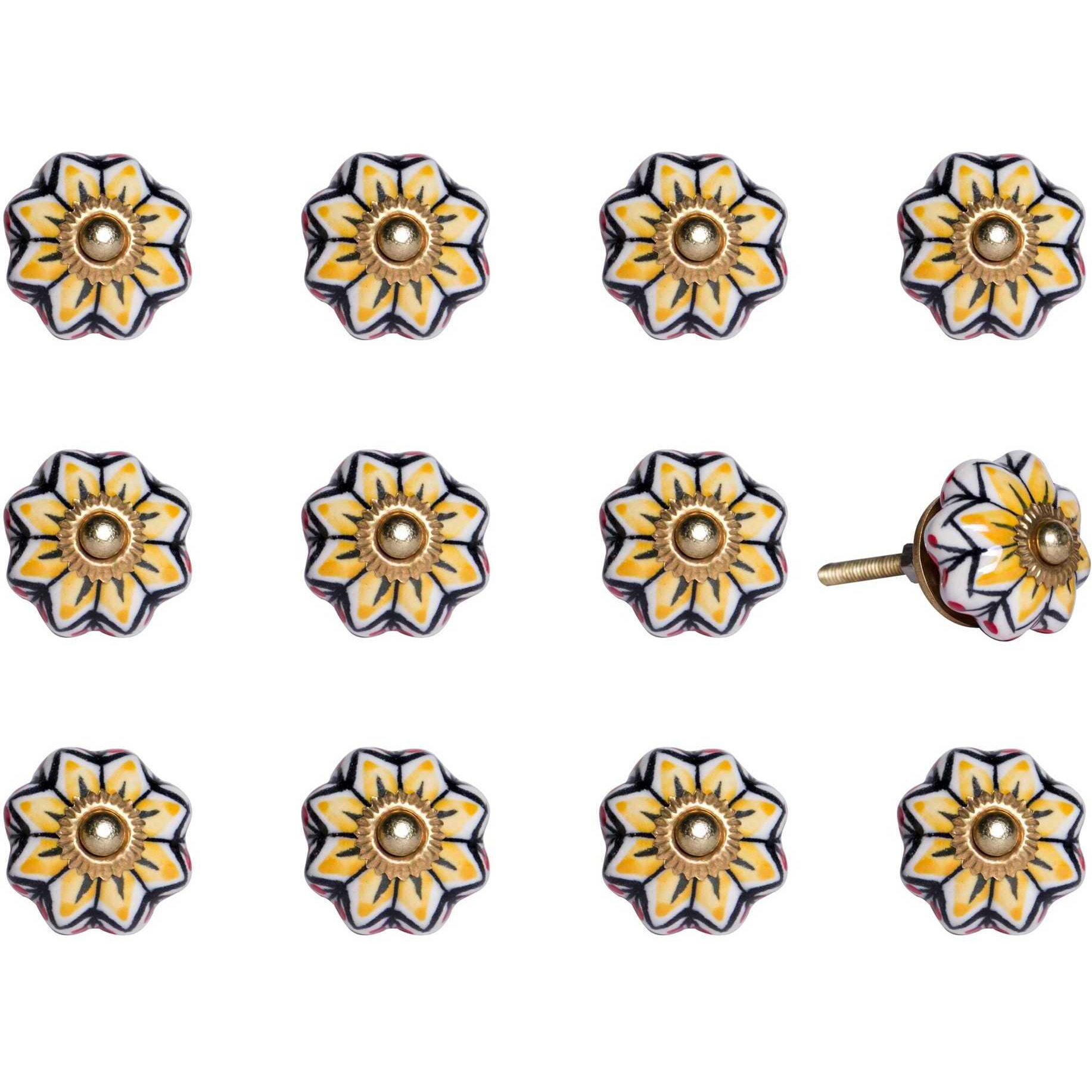1.5" X 1.5" X 1.5" Yellow Blue And Red  Knobs 12 Pack