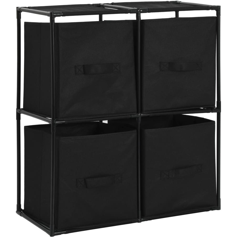 vidaXL Storage Cabinet with 4 Fabric Baskets Black 24.8&quotx11.8&quotx28" Steel