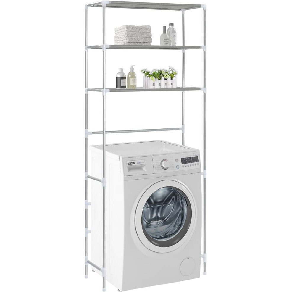 vidaXL 3-Tier Storage Rack over Laundry Machine Silver 27.2&quotx11&quotx66.5"