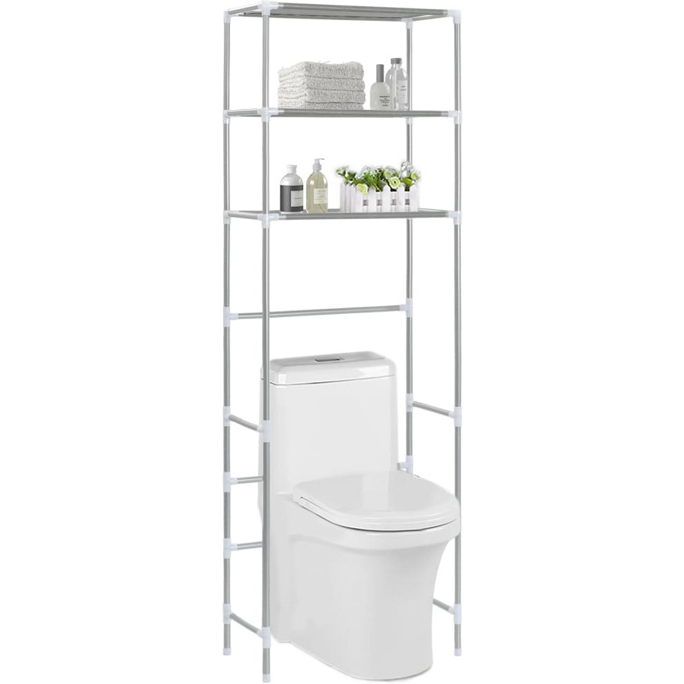 vidaXL 3-Tier Storage Rack over Toilet Silver 20.9&quotx11&quotx66.5"