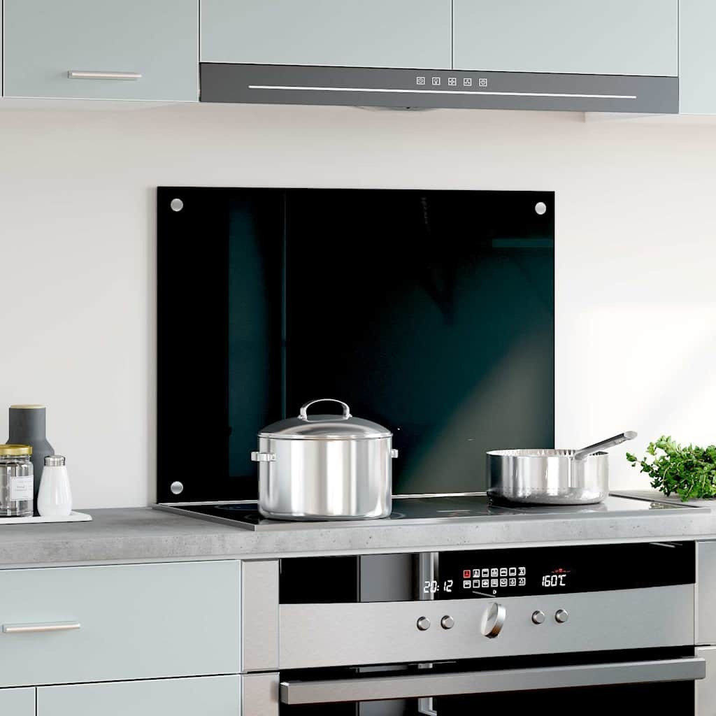 vidaXL Kitchen Backsplash Black 27.6&quotx19.7" Tempered Glass