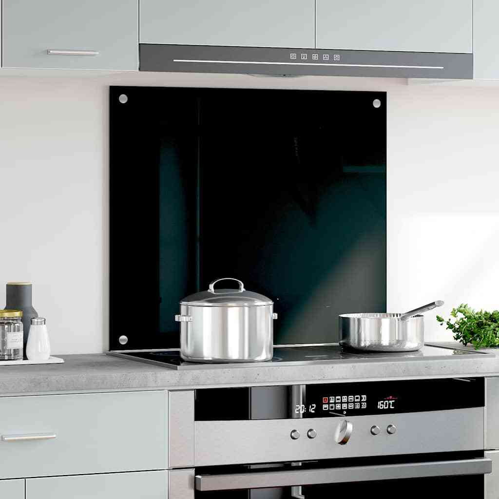 vidaXL Kitchen Backsplash Black 27.6&quotx23.6" Tempered Glass