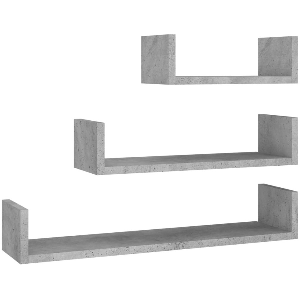 vidaXL Wall Display Shelf 3 pcs Concrete Gray Engineered Wood