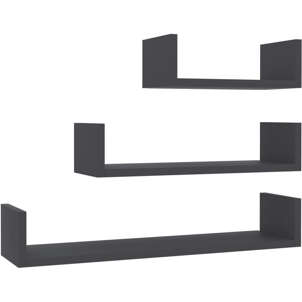 vidaXL Wall Display Shelf 3 pcs Gray Engineered Wood