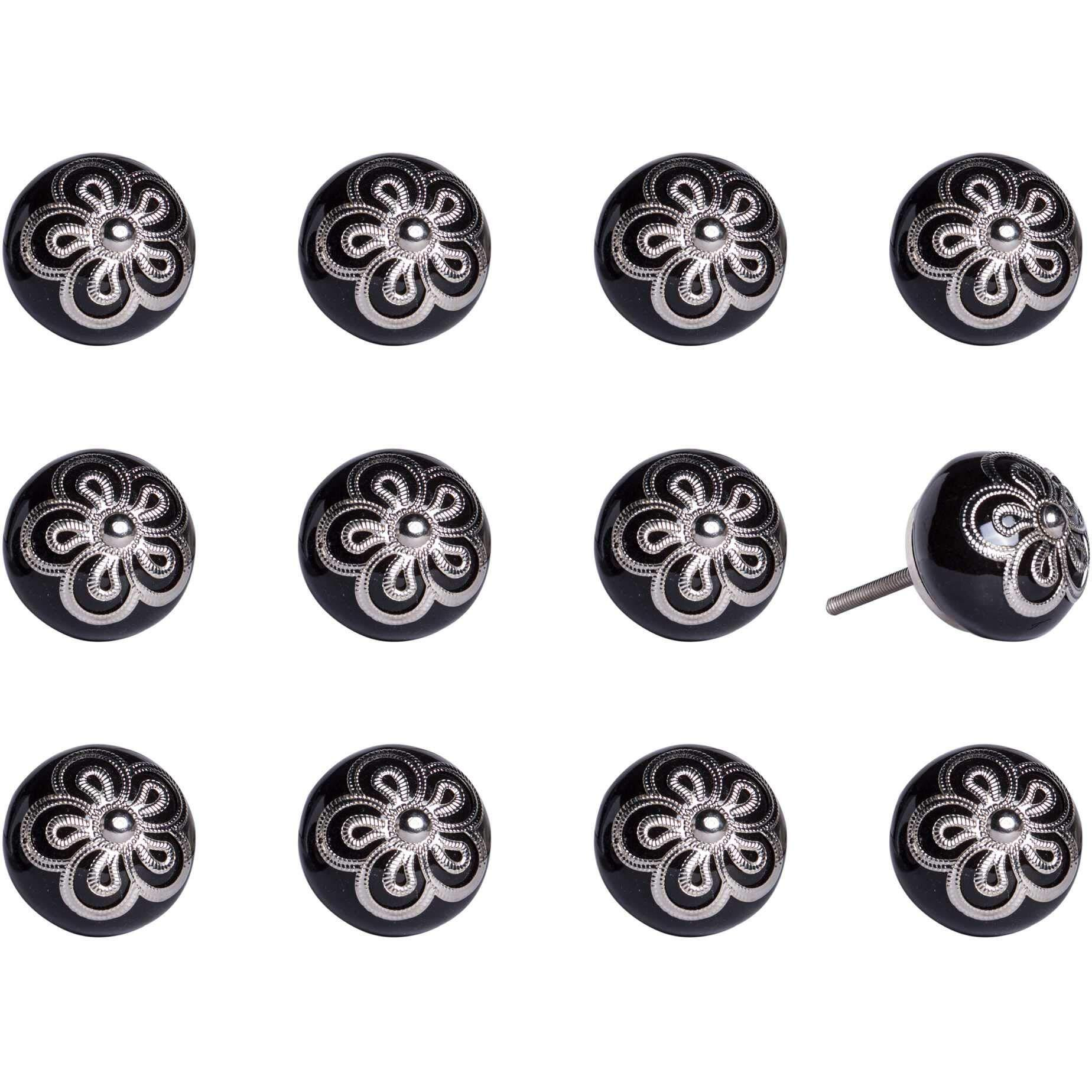 1.5" X 1.5" X 1.5" Ceramic Metal Multicolor 12 Pack Knob