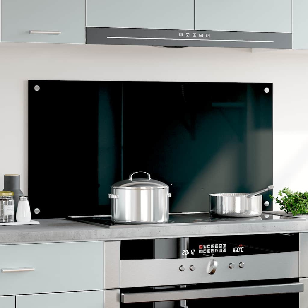 vidaXL Kitchen Backsplash Black 39.4&quotx19.7" Tempered Glass
