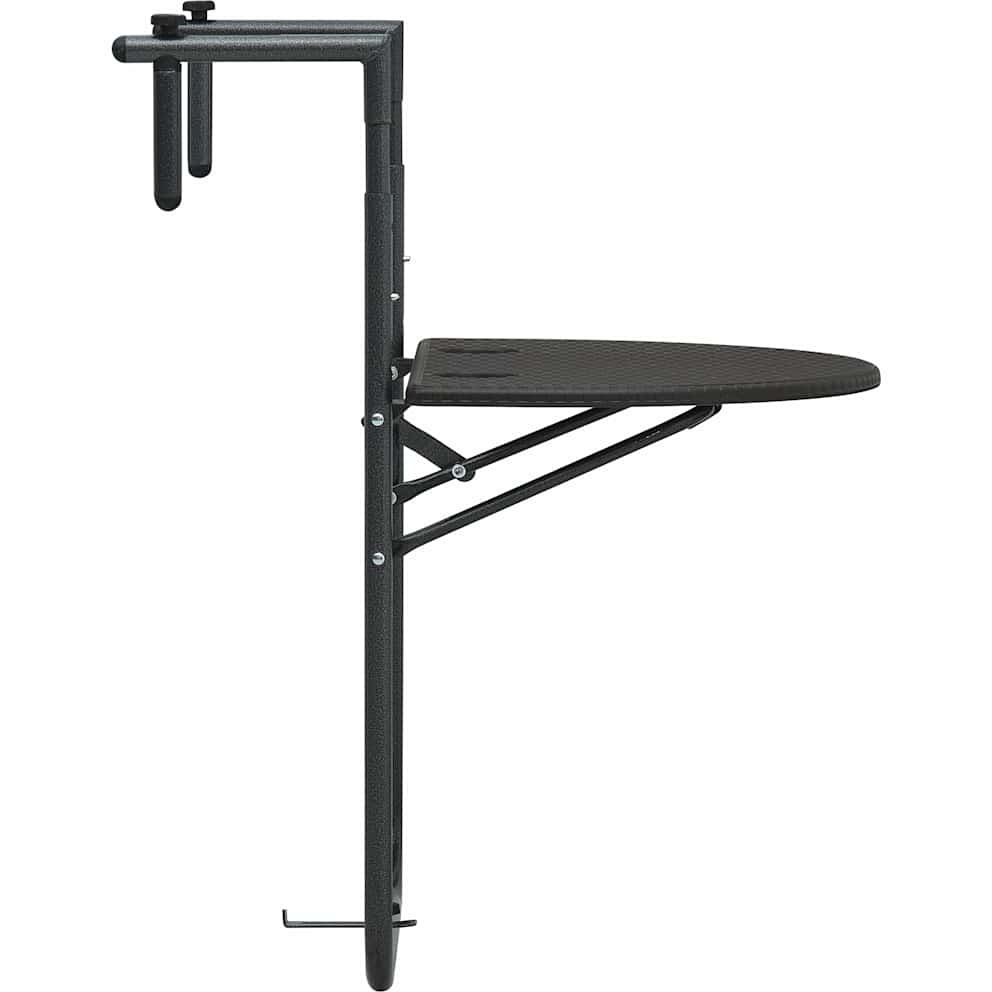 vidaXL Hanging Balcony Table Brown 23.6&quotx25.2&quotx32.9" Plastic Rattan Look