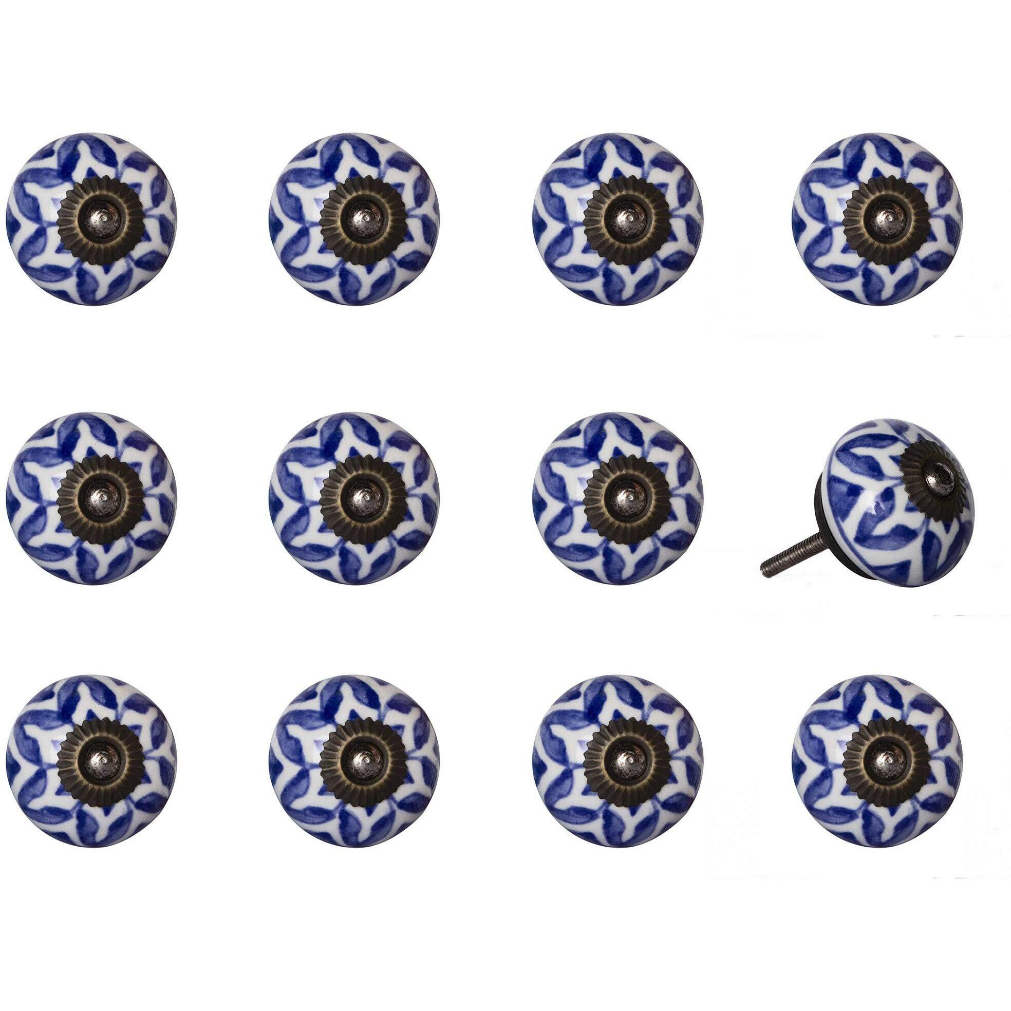 1.5" X 1.5" X 1.5" Ceramic Metal Multicolor 12 Pack Knob