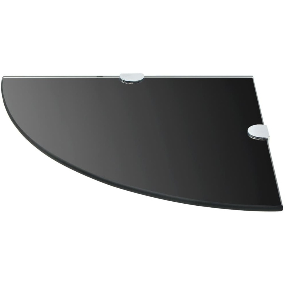 vidaXL Corner Shelves 2 pcs with Chrome Supports Glass Black 9.8&quotx9.8"