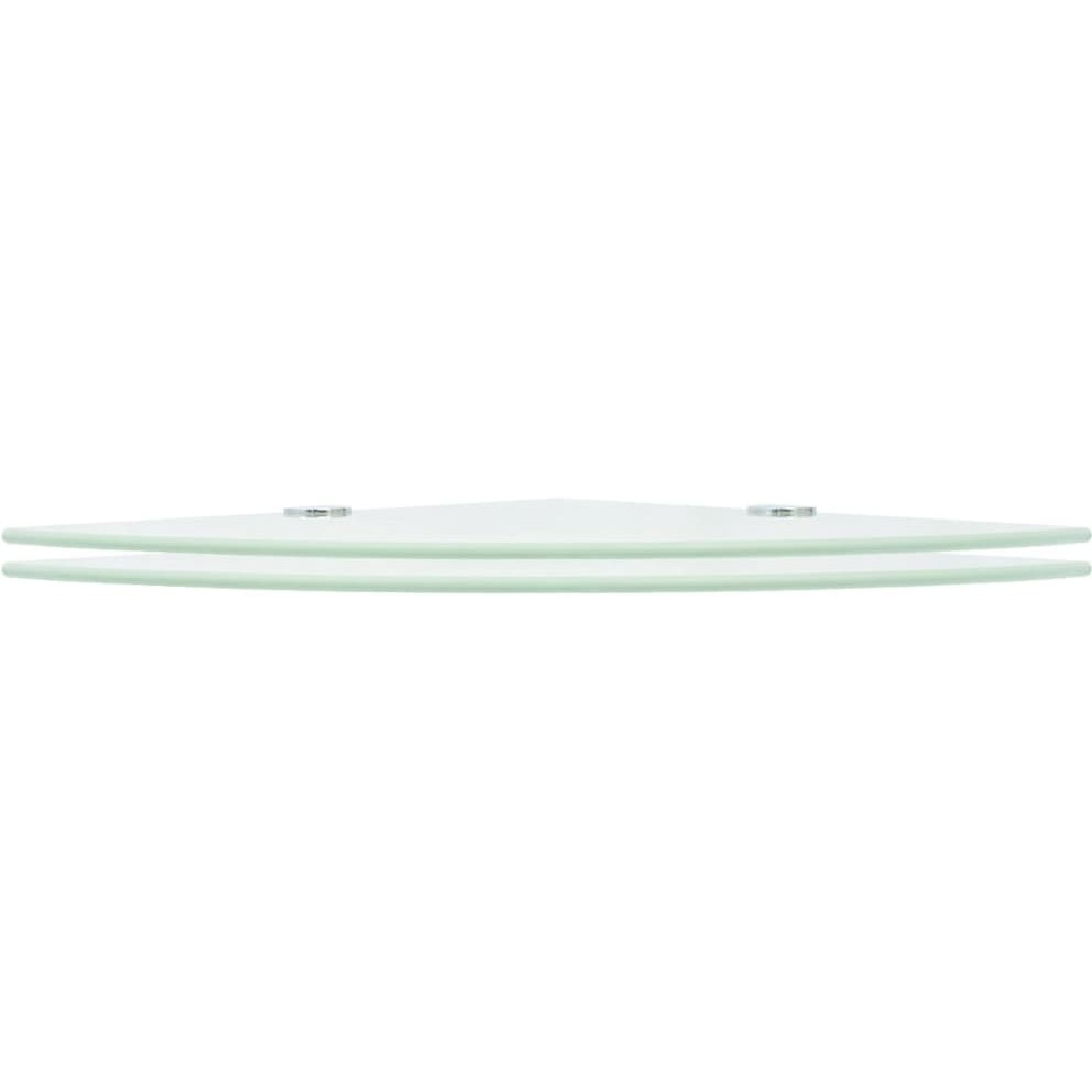 vidaXL Corner Shelves 2 pcs with Chrome Supports Glass White 9.8&quotx9.8"
