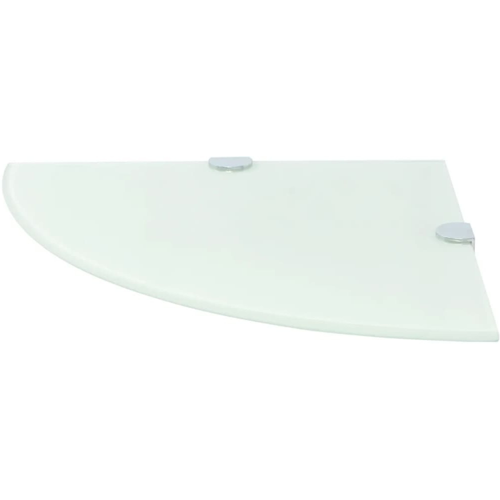 vidaXL Corner Shelves 2 pcs with Chrome Supports Glass White 9.8&quotx9.8"
