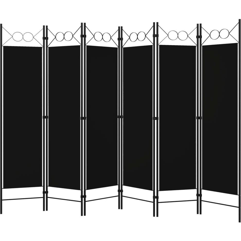 vidaXL 6-Panel Room Divider Black 94.5&quotx70.9"