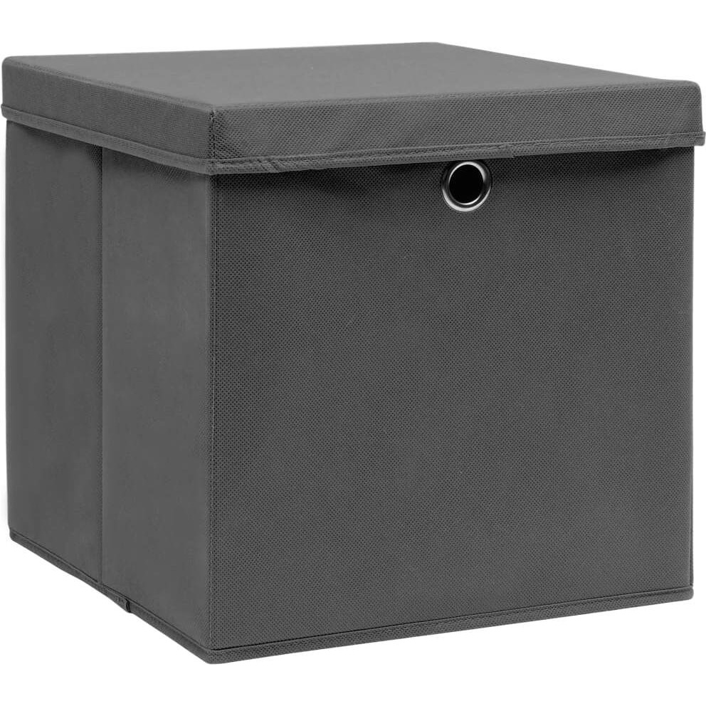 vidaXL Storage Boxes with Lids 4 pcs Gray 12.6&quotx12.6&quotx12.6" Fabric