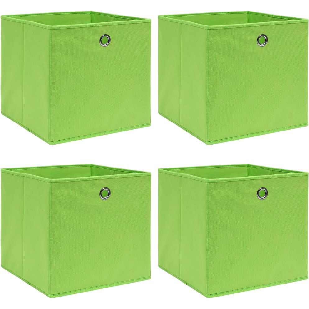 vidaXL Storage Boxes 4 pcs Green 12.6&quotx12.6&quotx12.6" Fabric