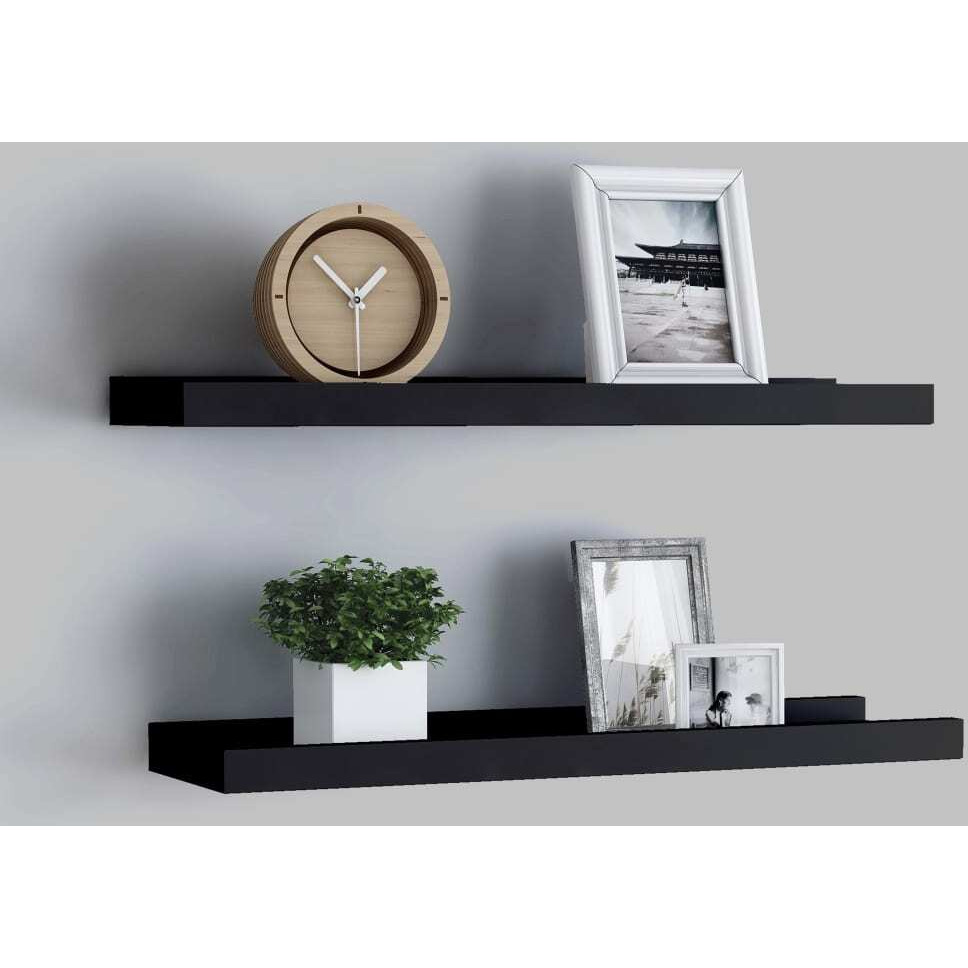 vidaXL Picture Frame Ledge Shelves 2 pcs Black 15.7&quotx3.5&quotx1.2" MDF