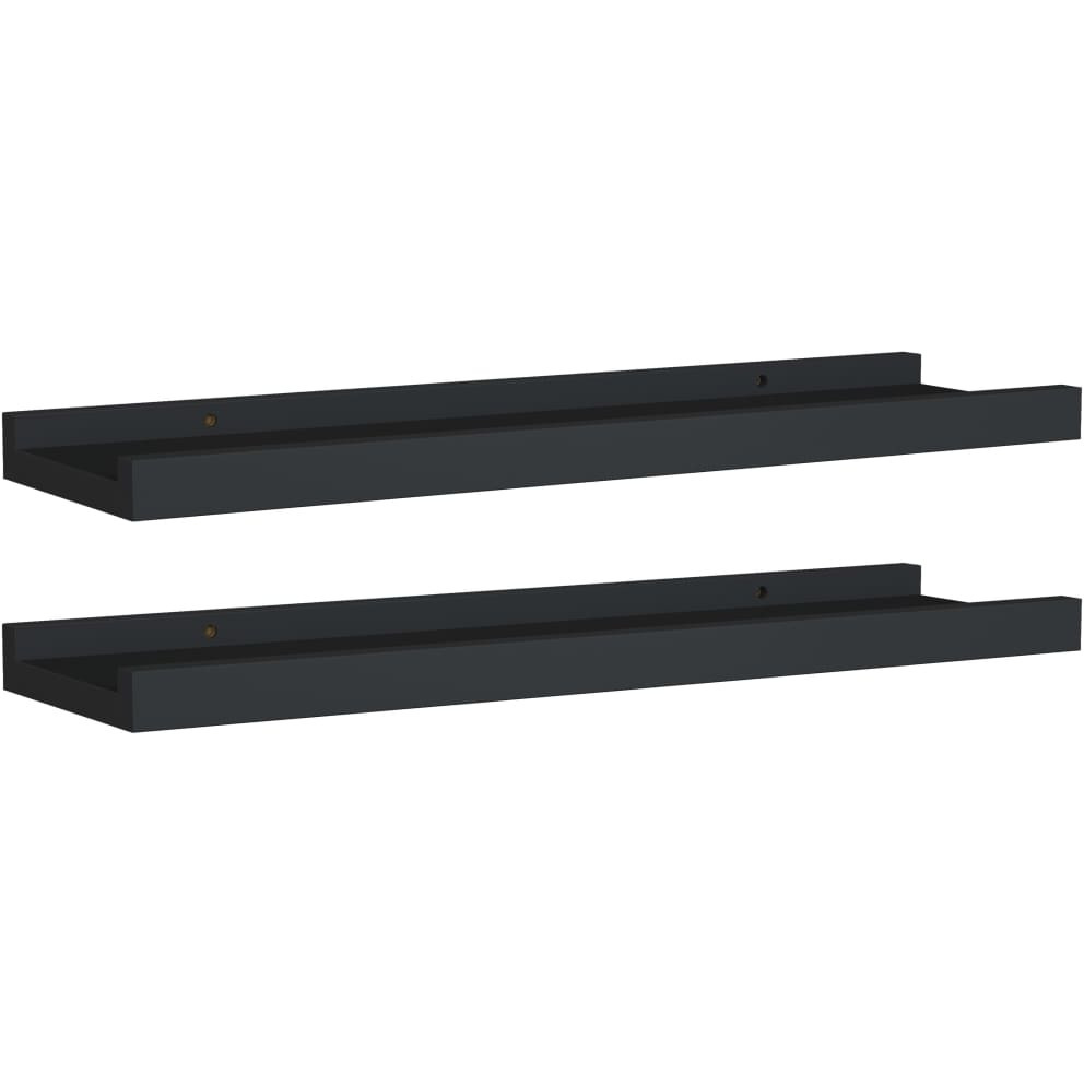 vidaXL Picture Frame Ledge Shelves 2 pcs Black 15.7&quotx3.5&quotx1.2" MDF