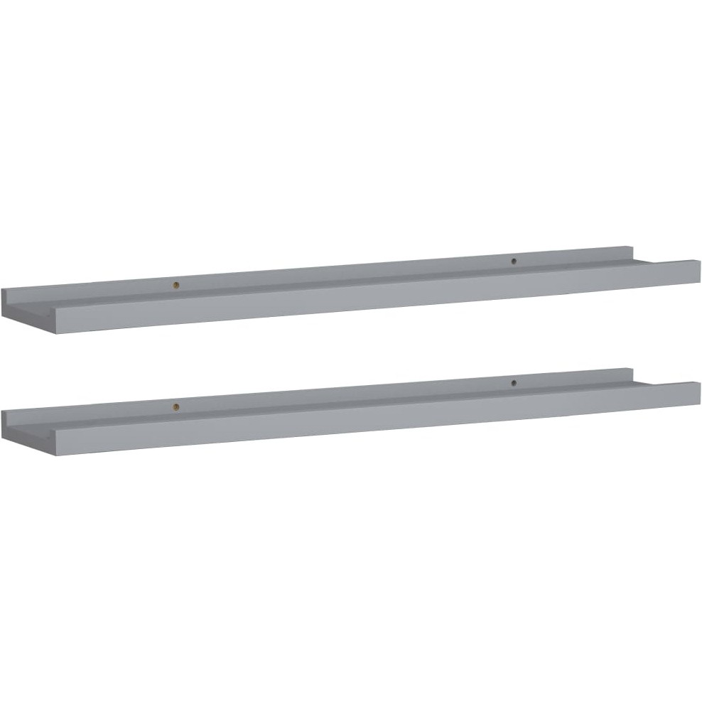 vidaXL Picture Frame Ledge Shelves 2 pcs Gray 31.5&quotx3.5&quotx1.2" MDF