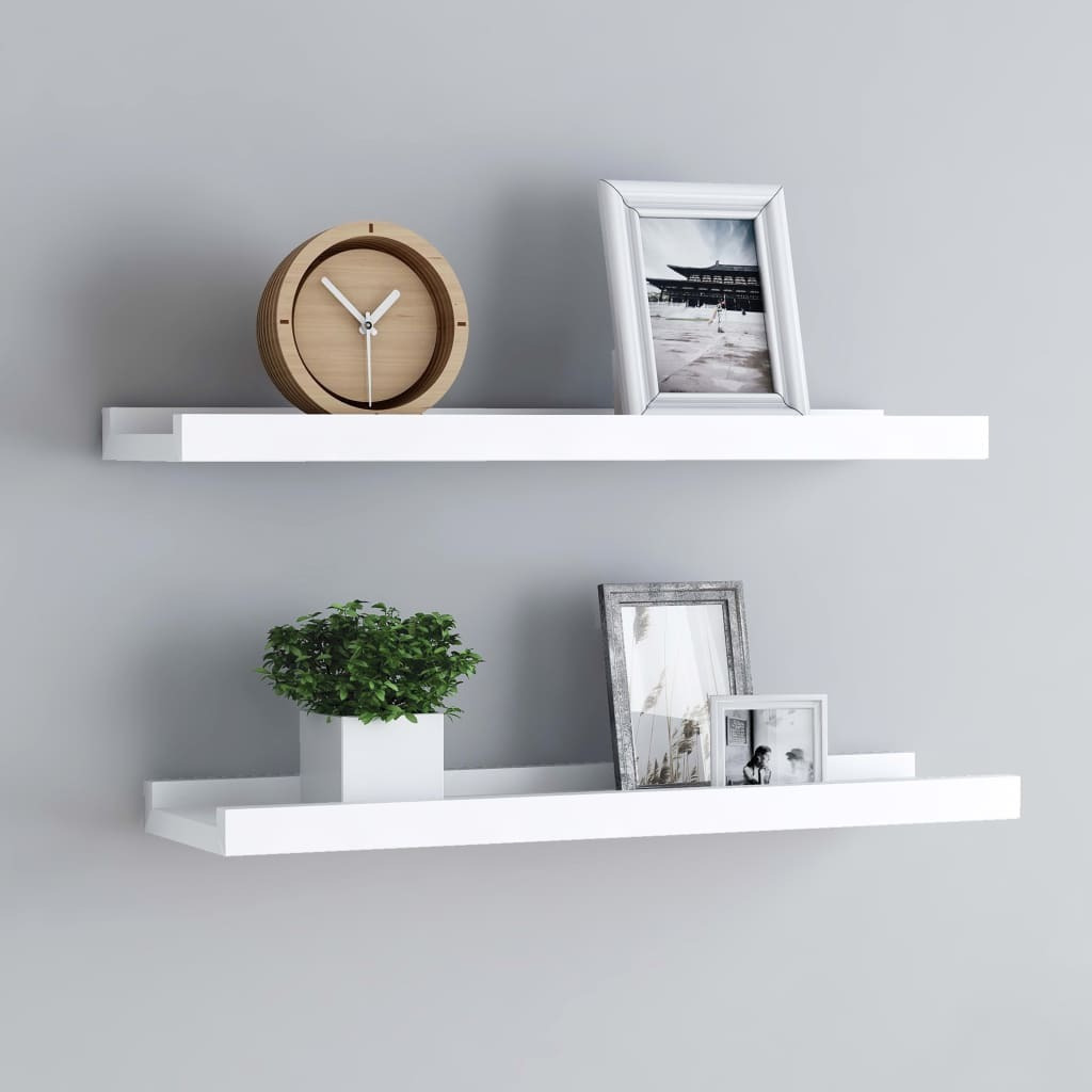 vidaXL Picture Frame Ledge Shelves 2 pcs White 15.7&quotx3.5&quotx1.2" MDF