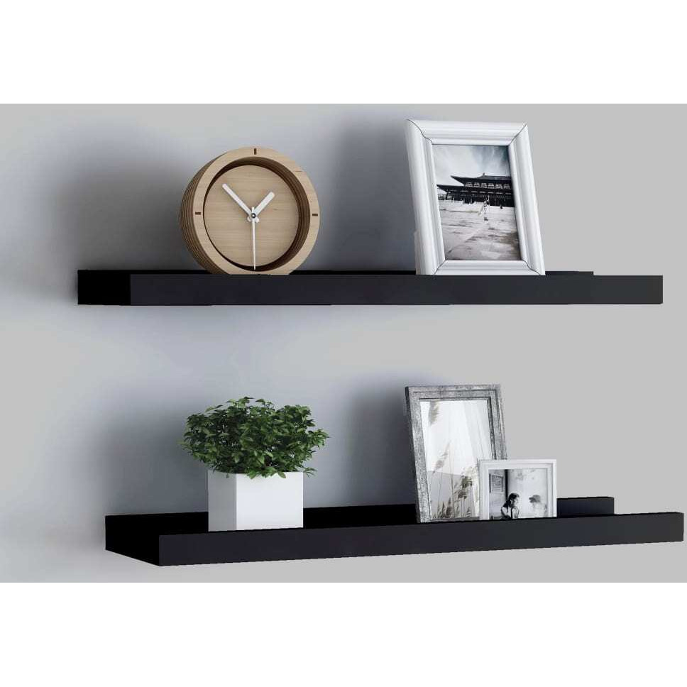 vidaXL Picture Frame Ledge Shelves 2 pcs Black 23.6&quotx3.5&quotx1.2" MDF