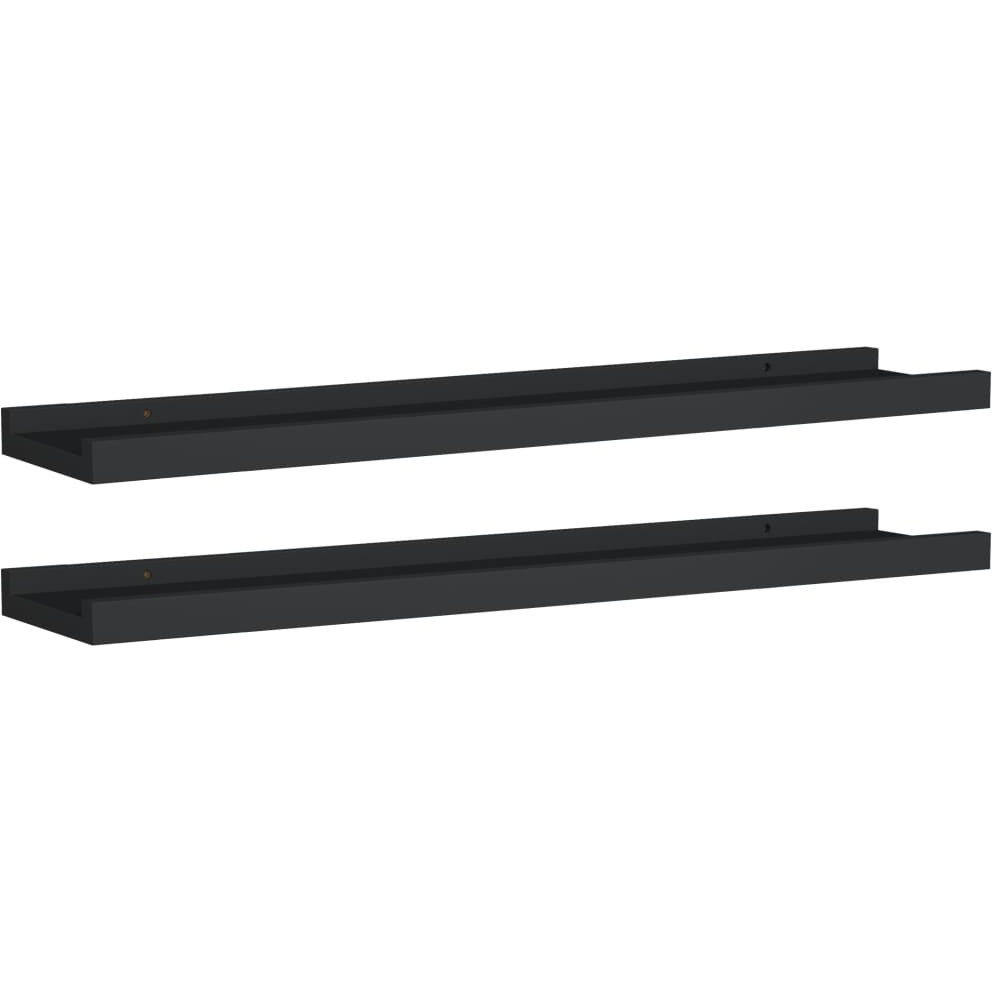 vidaXL Picture Frame Ledge Shelves 2 pcs Black 23.6&quotx3.5&quotx1.2" MDF