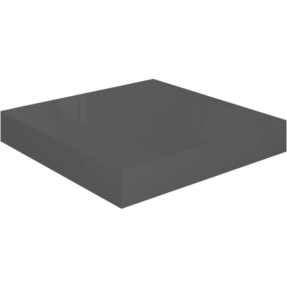vidaXL Floating Wall Shelf High Gloss Gray 9.1&quotx9.3&quotx1.5" MDF