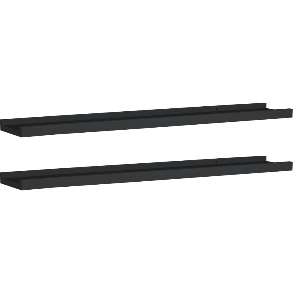 vidaXL Picture Frame Ledge Shelves 2 pcs Black 31.5&quotx3.5&quotx1.2" MDF