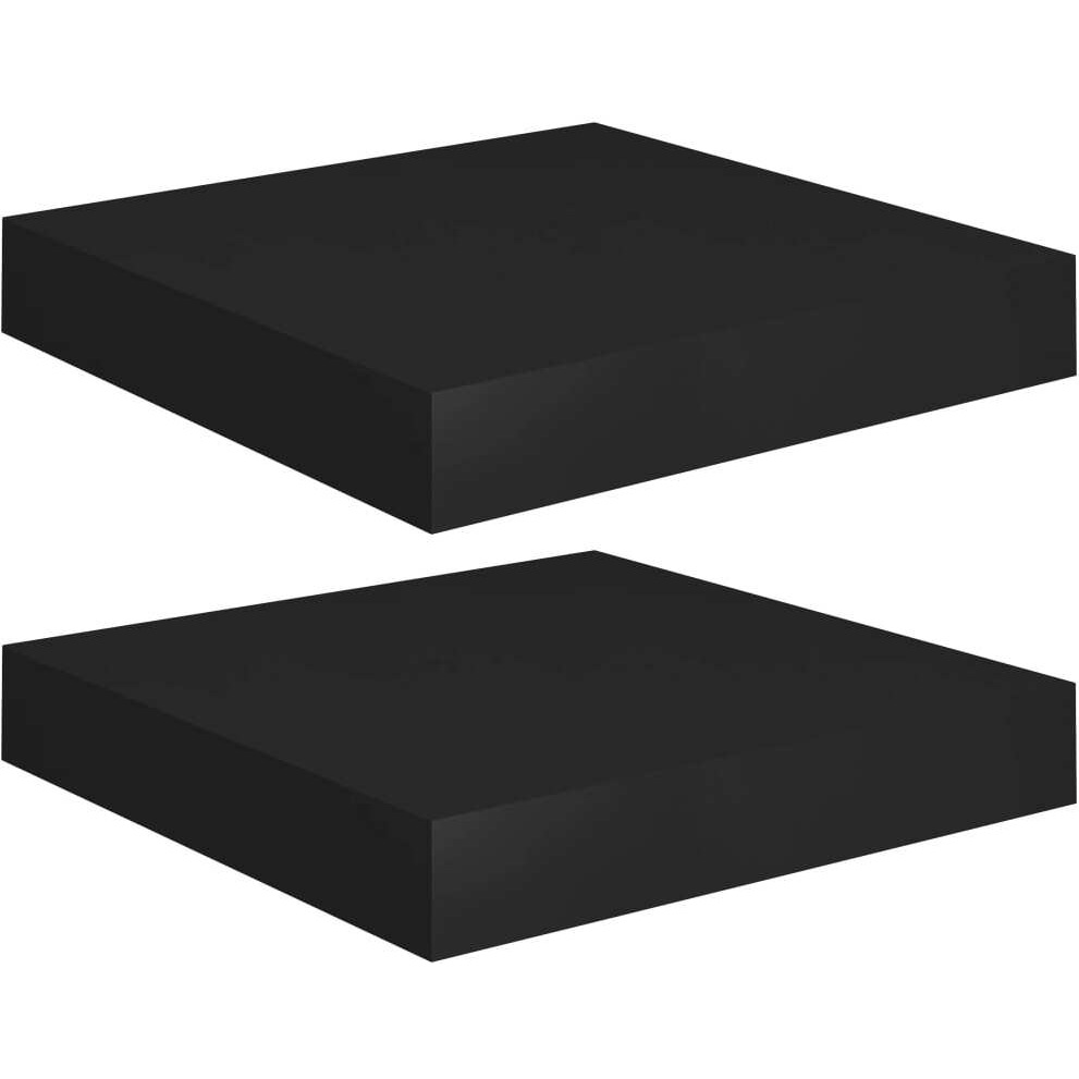 vidaXL Floating Wall Shelves 2 pcs Black 9.1&quotx9.3&quotx1.5" MDF