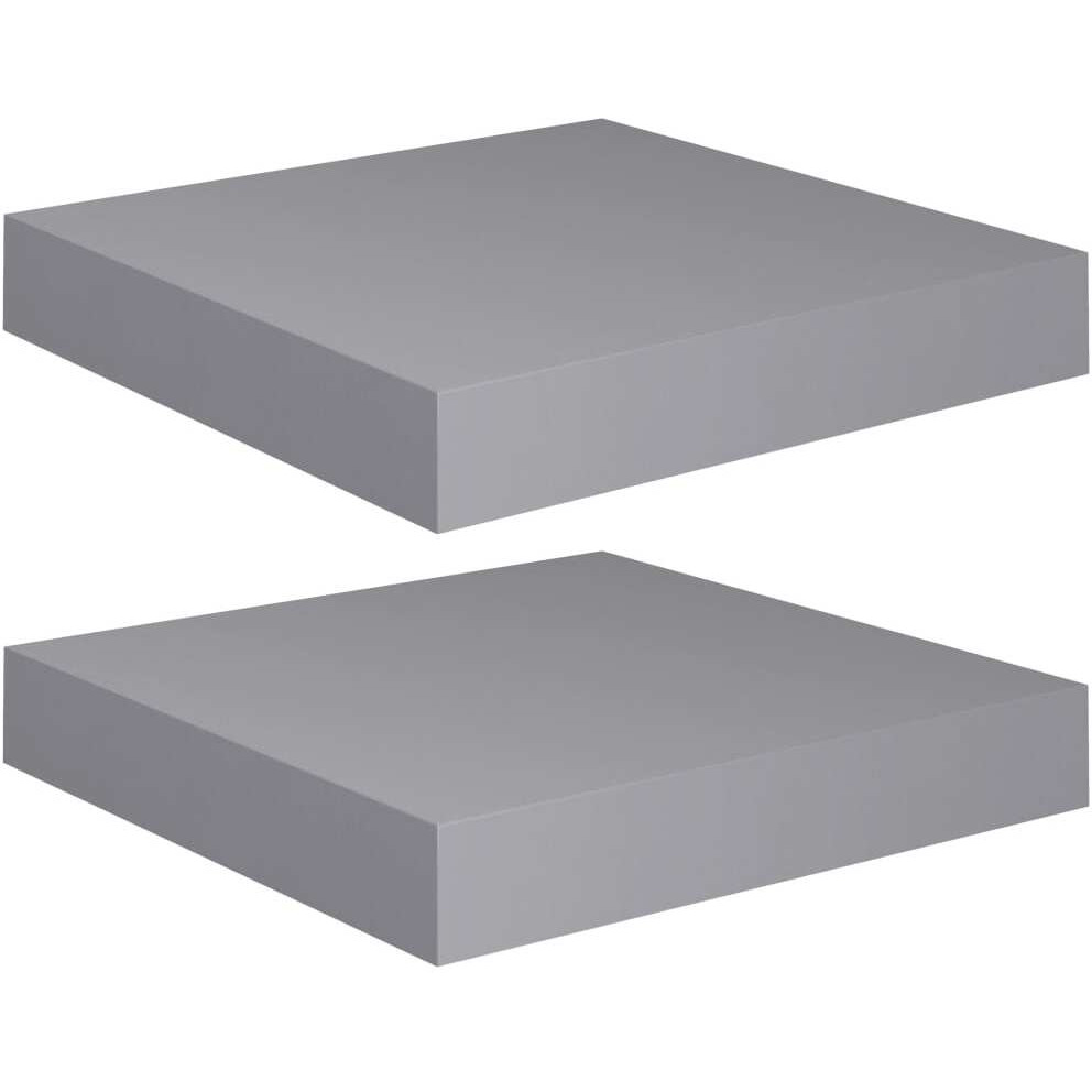 vidaXL Floating Wall Shelves 2 pcs Gray 9.1&quotx9.3&quotx1.5" MDF