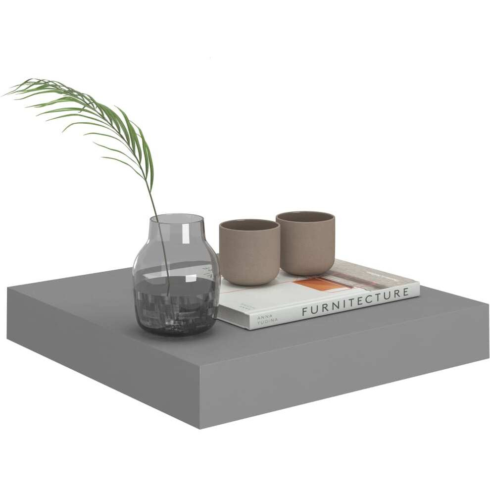 vidaXL Floating Wall Shelves 2 pcs Gray 9.1&quotx9.3&quotx1.5" MDF