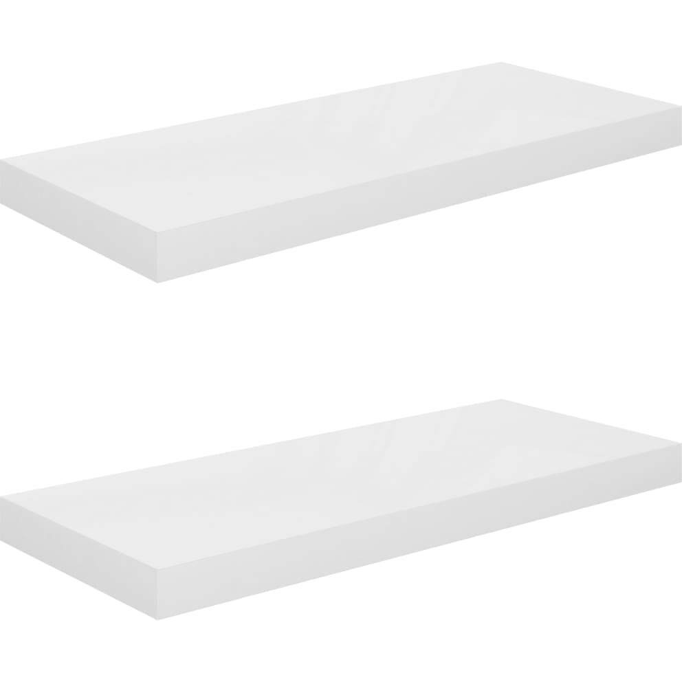 vidaXL Floating Wall Shelves 2 pcs High Gloss White 23.6&quotx9.3&quotx1.5" MDF