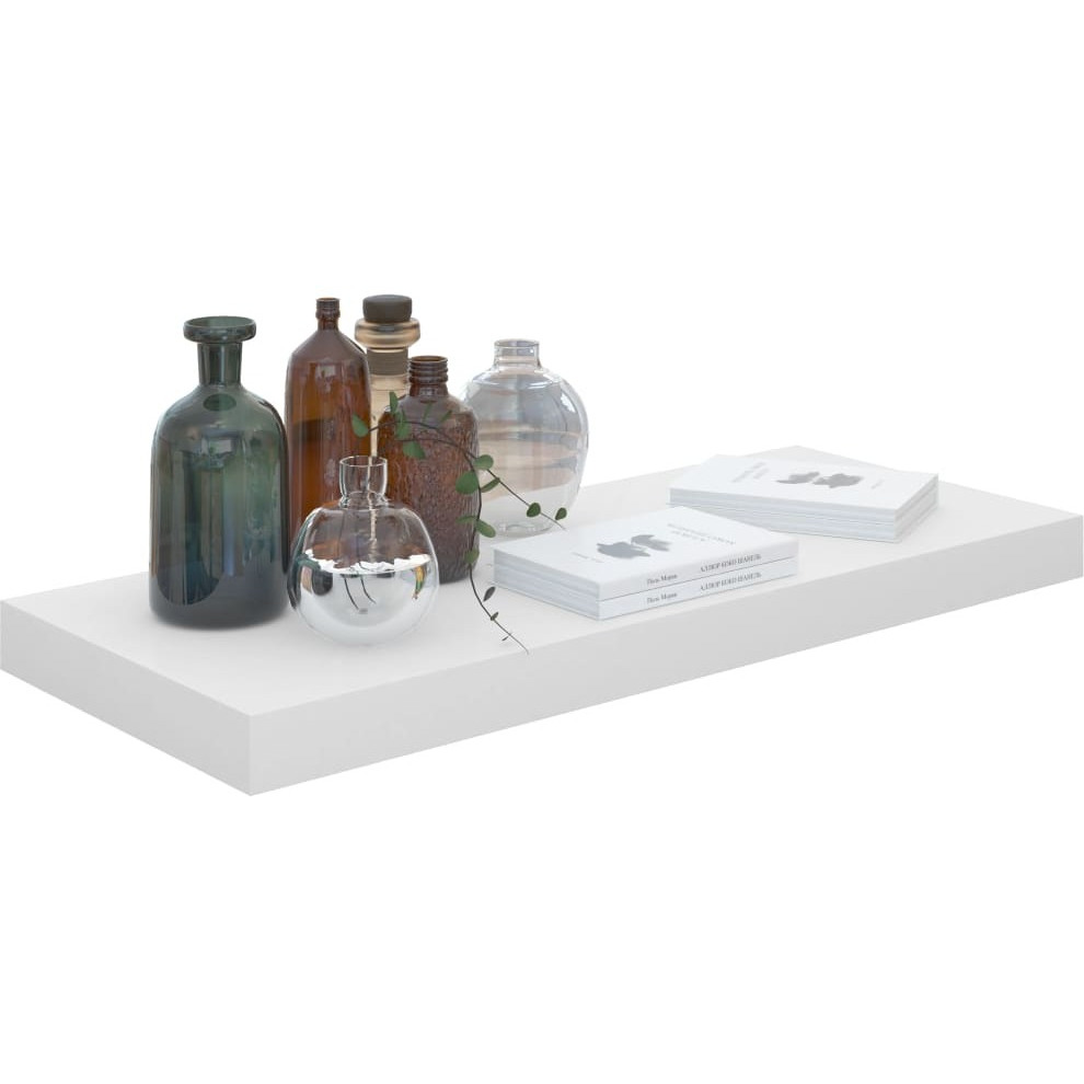 vidaXL Floating Wall Shelves 2 pcs High Gloss White 23.6&quotx9.3&quotx1.5" MDF